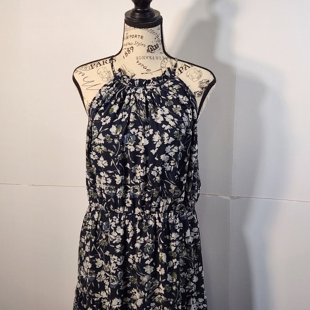 LOFT Black and White Floral Maxi Dress